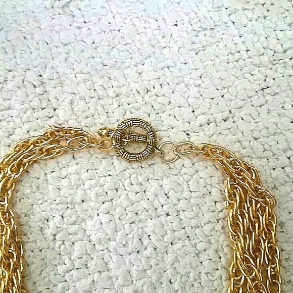 Necklace Multiple gold Plated chain toggle clasp New 4 Strand  16"- 30" - Picture 3 of 3
